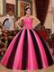 Contast Color Pink And Black Quinceanera Dress By Designer