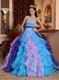 Strapless Colorful Puffy Skirt Custom Made Quinceanera Dress