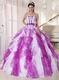 Purple And White Ombre Color Organza Fabric Quinceanera Dress Cheap