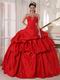 Alizarin Crimson Strapless Dress To Girl Quinceanear Wear