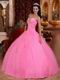 Lovely Pink Floor Length Ball Dress To Winter Quinceanera