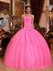 Hot Pink Strapless Puffy Skirt Girls Wear Quinceanera Dress