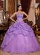 Lilac Organza Strapless Quinceanera Dress Discount Style