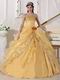 Sweetheart Golden Yellow Quinceanera Gown With Flower