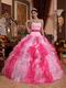Pink and Hot Pink Ruffles Skirt Contrast Color Quinceanera Dress