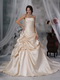 Champagne Strapless Lace up Wedding Dress Stain Fabric Low Price