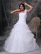 One Shoulder White Wedding Dress With Handmade Flowers Low Price