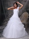 One Shoulder White Wedding Dress With Handmade Flowers Low Price