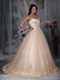 Sweetheart Neck A-line Champagne Wedding Dress Puffy Low Price