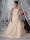 Champagne Bridal Wedding Dress With A-Line Halter Skirt Low Price