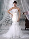 Ivory Trumpet Strapless Wedding Dress Handcrafted Flowers Low Price