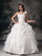 White A-line One Shoulder Organza Puffy Wedding Dress Cheap Low Price