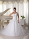 One Shoulder Wedding Gown Watteau Train With Appliques Bodice Low Price