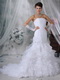 Cheap Ruffled Mermaid Skirt White Wedding Dress Strapless Low Price