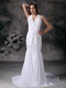 Elegant Mermaid Halter Chiffon Wedding Dress With Beading Low Price