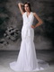 Elegant Mermaid Halter Chiffon Wedding Dress With Beading Low Price