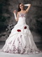 White Sweetheart Bridal Wedding Dress With Wine Red Embroidery Low Price