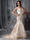 Mermaid Bridal Dress With Champagne Appliques Details Low Price