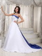 Nice Romantic Embroidery Stain Wedding Dress With Royal Blue Low Price