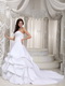 Classical Taffeta White Bubble Wedding Dress Cathedral Train Low Price