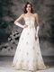 Affordable Ivory Wedding Dress With Champagne Lace Decorate Low Price