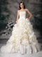 Beautiful Strapless Ruffled Puffy Ivory Wedding Dress Low Price