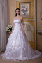 Simple Strapless A-line White Organza Wedding Dress For You Low Price