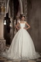 Modest Ball Gown Square Wide Straps Chapel Train Lace Bridal Gowns Low Price