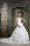 Strapless Hand Made Ruffles Cascade Wedding Dress Exquisite Low Price