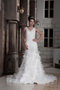 Sweet Column V-neck Oragnza Ruch and Ruffled Layers Bride Dress Low Price