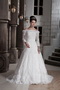 Lovely Off The Shoulder Appliques Wedding Dress With Half Sleeves Low Price