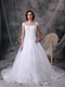 Pretty Square Neck White Organza Wedding Dress With Lace Low Price