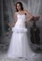 One Shoulder Pretty Wedding Dress Decorated With Flowers Low Price