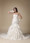 Trumpt Ruffled Skirt Cream Bridal Gown With Chapel Train Low Price