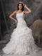 One Shoulder Ruffled Skirt Wedding Dress With Beaded Lace Low Price
