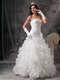 Good Looking Ruffled Organza Skirt Wedding Dress In White Low Price