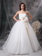 Pretty Strapless Floor-length Wedding Dress With Flowers Low Price