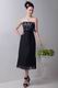 Custom Black Chiffon Tea Length Evening Dress With Lace