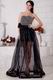 Glamorous Black Organza Beaded Evening Dress