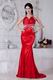 Classic Halter Beaded Mermaid Red Celebrity Dress