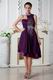 Unique Halter Colored Crystals Grape Short Evening Dress