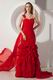 Wine Red One Shoulder Mermaid Ruffles Skirt Celebrity Dress