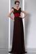 Coconut Brown Chiffon Evening Dress With Cerise Red Belt