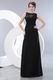 High Neckline Black Floor Length Evening Dress With Lace