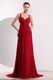 Straps Criss Cross Wine Red Evening Dress Made By Chiffon