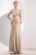 Criss Cross V-Neck Champagne Evening Dress For Cheap