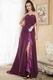 Romantic Side Split Grape Formal Dress With Lace