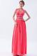 Cheap Halter Front Split Deep Pink Chiffon Evening Dress