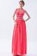 Cheap Halter Front Split Deep Pink Chiffon Evening Dress