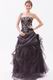 Modest Strapless Embroidery Corset Black Evening Dress